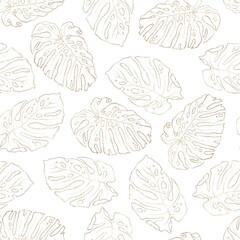 Seamless pattern. Golden elements of branches and leaves
