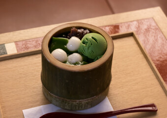 白玉抹茶クリームあんみつ
