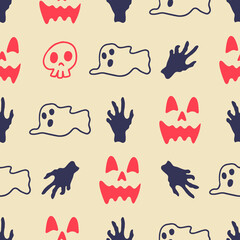 Halloween seamless background. 
Illustration for textile, print, card, invitation, wallpaper, fabric
