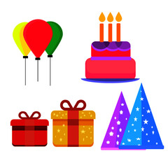 set of birthday party elements party raster version vector illustration
