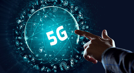 The concept of 5G network, high-speed mobile Internet, new generation networks. Business, modern technology, internet and networking concept