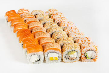 sushi set with salmon and cream cheese