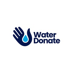 water hand donate drop care donation logo vector icon illustration