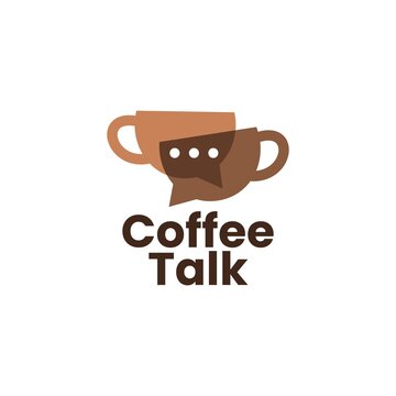 coffee talk chat bubble forum logo vector icon illustration