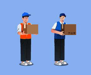 Worker delivery man shipping order