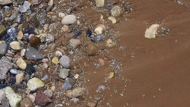 Sea, Waves, pebbles. Clean pebble beach.HD video