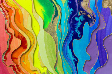 Rainbow artwork texture with gold dust and borders.