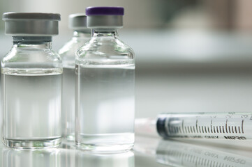 Medicine in vial , ready for vaccine injection , Cancer Treatment , Pain Treatment and can also be abused for an illegal use, healthcare and medical concept vaccination.