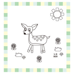 かわいい動物シリーズ　線画　鹿