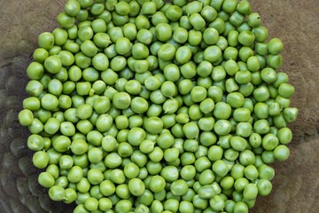 Close-up of green peas texture.