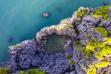 Lagoon in Angthong National Marine Park, Surattani, Thailand Drone Aerial UAV landscape no people copy space