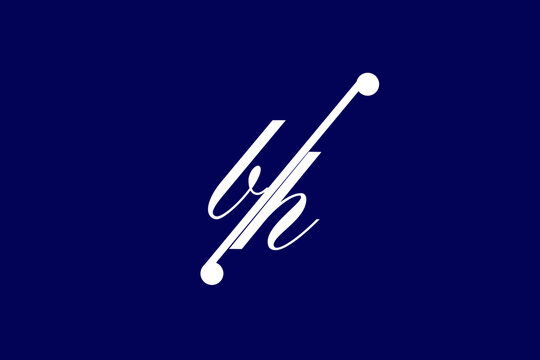 White stylish and elegant letter BH/HB with dark blue background signature logo for company name or initial 