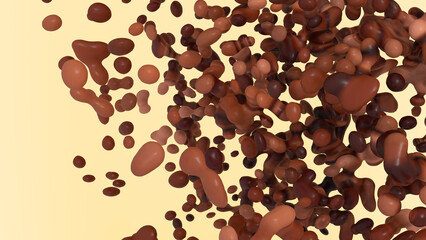 milk chocolate drops in abstract light space close up view