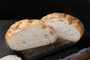 fresh bread on a wooden board 