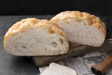 sliced bread on wooden table breakfast