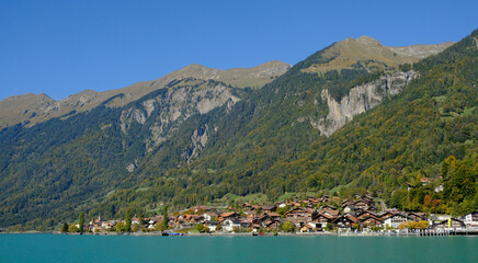 Fototapeta na wymiar Brienzersee Lake and mountains, Brienz, Switzerland