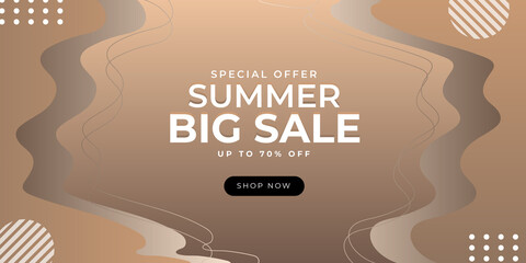 Summer sale organic flat floral template for social media or flyer. Summer banner earth tone color with floral decoration. Hand drawn summer landing page template background 