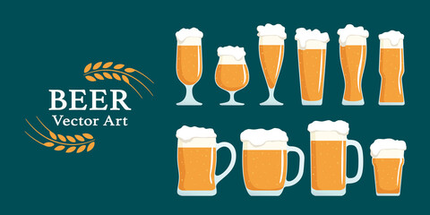 Beer Images, ビールのイラスト, vector art set