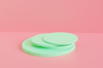 Product display podium with pink abstract background. 3D rendering