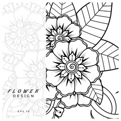 Mehndi flower for henna, mehndi, tattoo, decoration. decorative ornament in ethnic oriental style. doodle ornament. coloring book page.