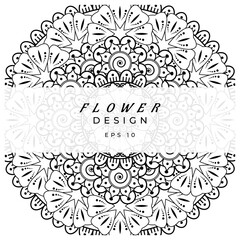 Mehndi flower for henna, mehndi, tattoo, decoration. decorative ornament in ethnic oriental style. doodle ornament. coloring book page.