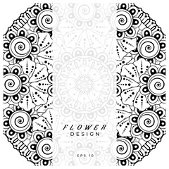 Mehndi flower for henna, mehndi, tattoo, decoration. decorative ornament in ethnic oriental style. doodle ornament. coloring book page.