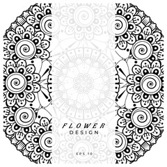 Mehndi flower for henna, mehndi, tattoo, decoration. decorative ornament in ethnic oriental style. doodle ornament. coloring book page.