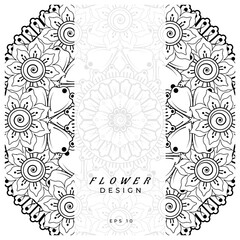 Mehndi flower for henna, mehndi, tattoo, decoration. decorative ornament in ethnic oriental style. doodle ornament. coloring book page.