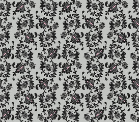 Japanese Luxury Flower Curl Ivy Vector Seamless Pattern