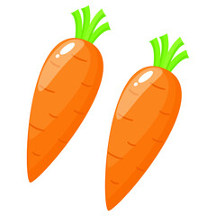 Orange carrot simple illustration on white background. Vector of fresh fruit or vegetable simple concept, minimal design for icon, logo, symbol, fresh carrot