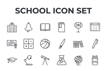 school set icon, isolated school set sign icon, vector illustration