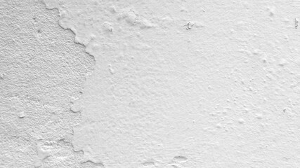 Closeup White grey concrete house distressed wall or ceiling with color paint off and moisture...