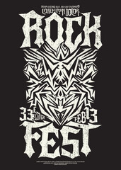 Hardcore Rock Fest design poster template Metal Festival post.