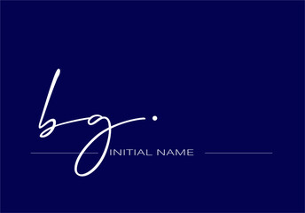 White stylish and elegant letter BG/GB with dark blue background signature logo for company name or initial 
