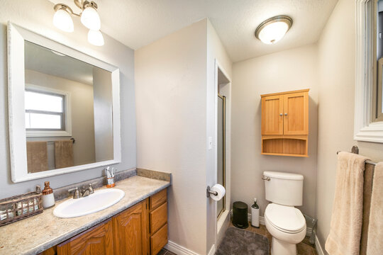 Bathroom interior with a traditional craftsman design