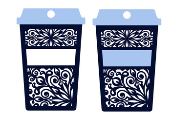 Openwork coffee cups. Cutting stencils