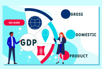 Vector website design template . GDP - Gross Domestic Product acronym. business concept. illustration for website banner, marketing materials, business presentation, online advertising.