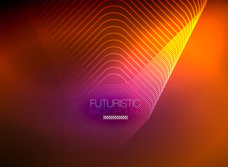 Neon color square shape lines abstract background. Shiny magic energy and motion concept, vector abstract wallpaper background