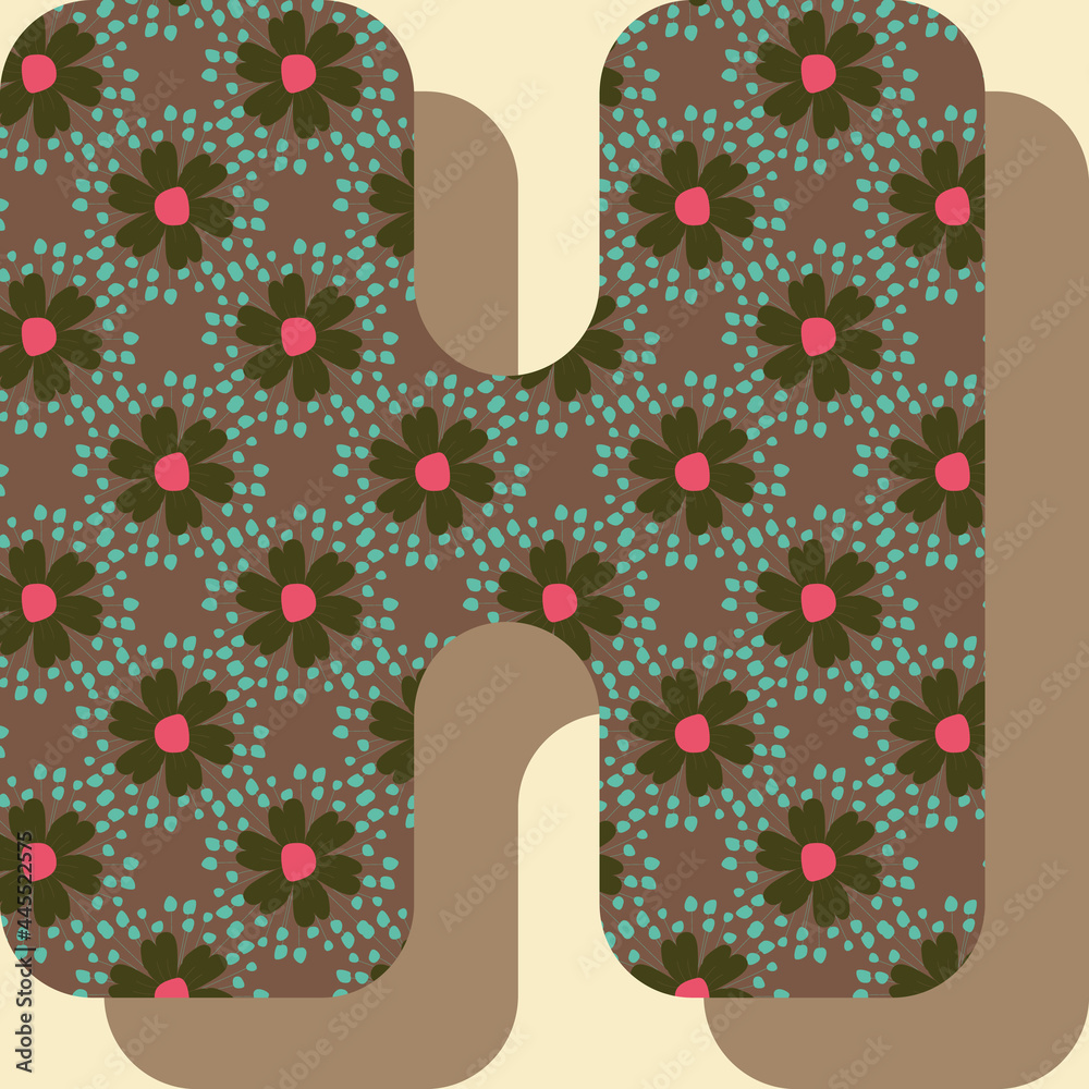 Poster letter h from the alphabet vector seamless repeat pattern print background