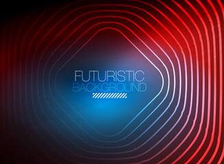 Neon color square shape lines abstract background. Shiny magic energy and motion concept, vector abstract wallpaper background