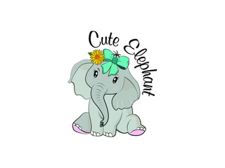 Cute Baby elephant. little elephant Vector illustration for kids. Use for t shirt template, surface design, fashion wear, baby shower, nursery drawing