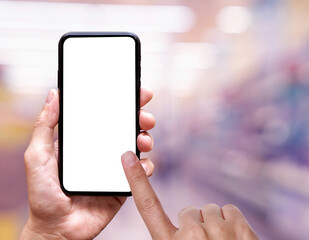 blank of mobile screen phone at department store