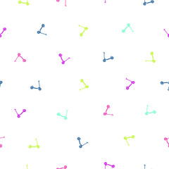 Seamless vector pattern of colorful scooters on white background