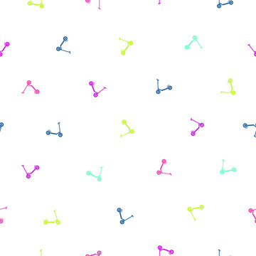 Seamless vector pattern of colorful scooters on white background