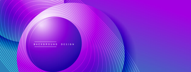 Gradient circles with shadows. Vector techno abstract background. Modern overlapping forms wallpaper background, design template