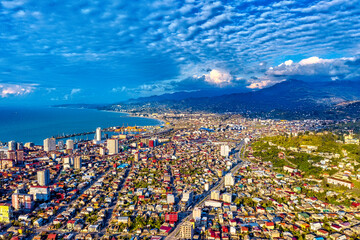 Fototapeta na wymiar Batumi, Georgia - May 3, 2021: Beautiful clouds over the city