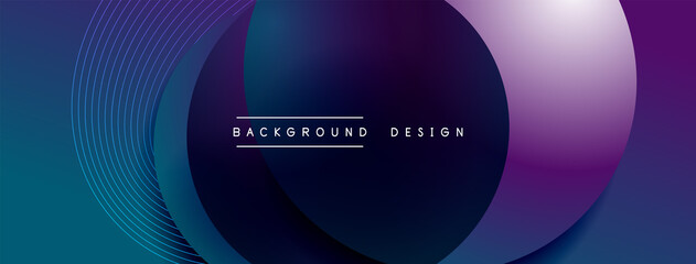 Gradient circles with shadows. Vector techno abstract background. Modern overlapping forms wallpaper background, design template
