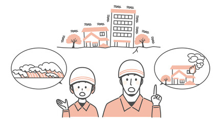 simple illustration of earthquake and people