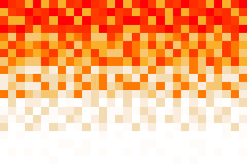 Fading pixel pattern background. Orange and white gradient pixel background. Vector illustration.