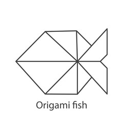 Logo pez de papel estilo origami con lineas de color gris